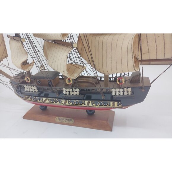 Bergantin Siglo XVIII Wooden Model Ship 18th Century Brigantine Nautical Decor - Picture 5 of 9
